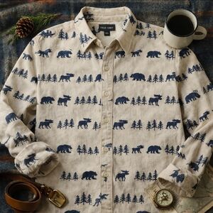 True Grit Made USA Outdoor Cotton Wildlife Print Shirt Men XXL Heritage Lodge